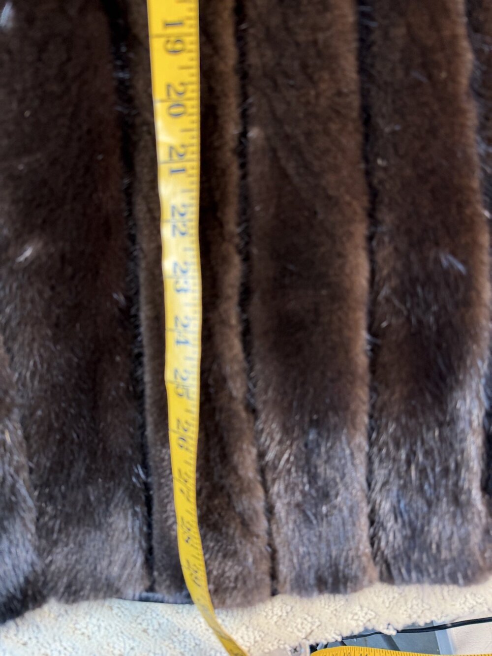 Real Mink Belted Jacket Coat Womens Dark Brown Black 28 Striped Size L - Picture 10 of 12